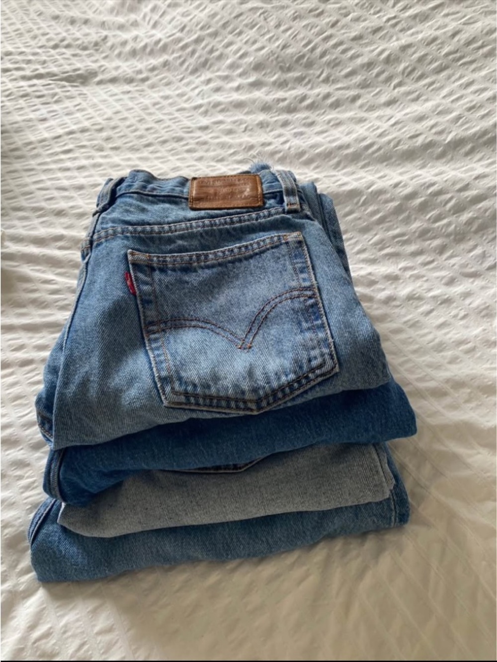 Levi's Blue Denim Wedgie Jeans with Orange Stitching